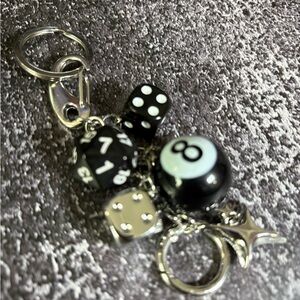 Black and‎ Silver Dice Keychain